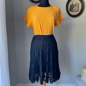 Y2K crocheted black skirt by Caché